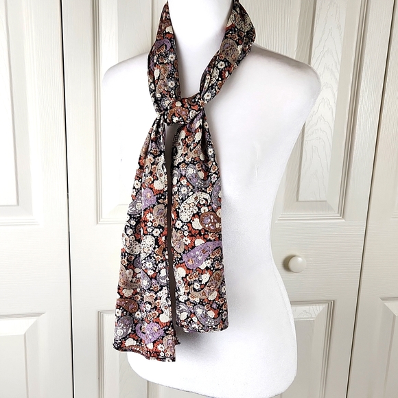 VINTAGE!  Floral and paisley lightweight scarf.  So pretty! - Picture 3 of 9